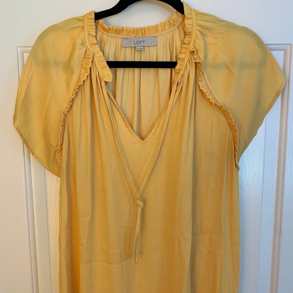 Loft Ruffle Tie Neck Top